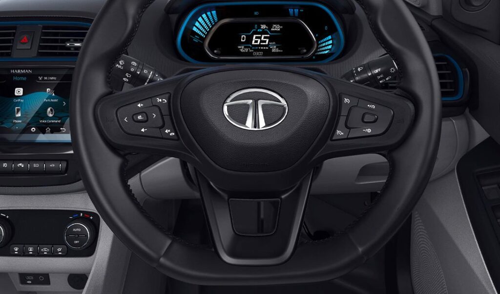 2023-tata-tigor-ev-interior-steering-wheel-evtopspeed